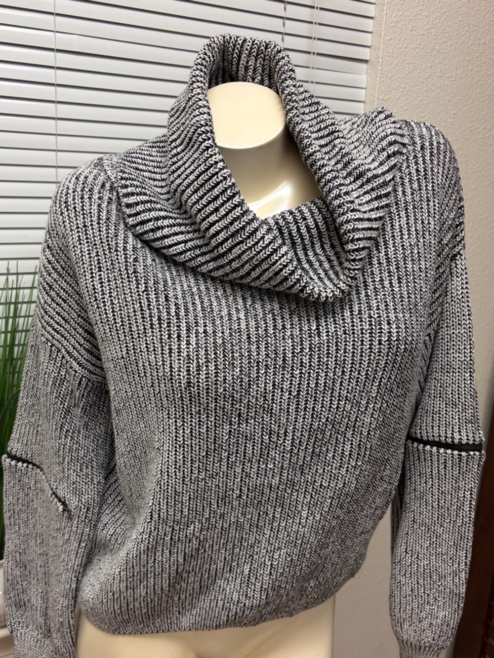 Cozy Gray Marled Cowl Neck Sweater